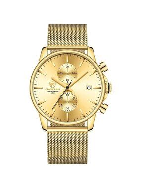 ⚡Gold Men’s Watch Fashion Sport Quartz Analog Mesh Stainless Steel Waterproof